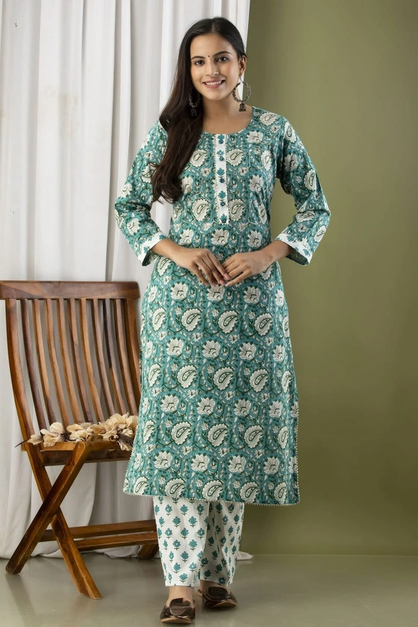 Straight Kurti  With  Pant and mulmul Dupatta  - XXL