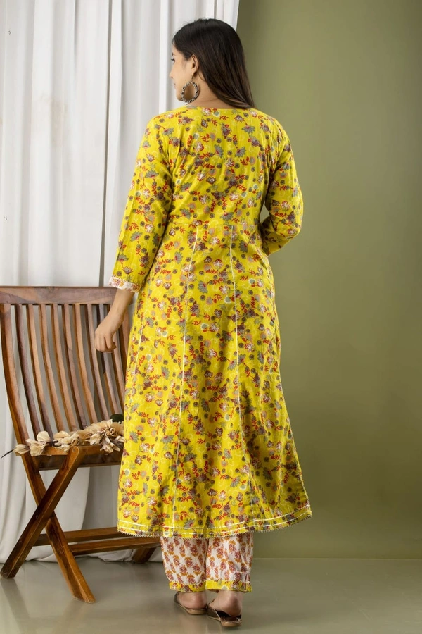 Anarkali kurti with pant and mulmul duppatta - XXL