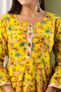 Anarkali kurti with pant and mulmul duppatta - XXL