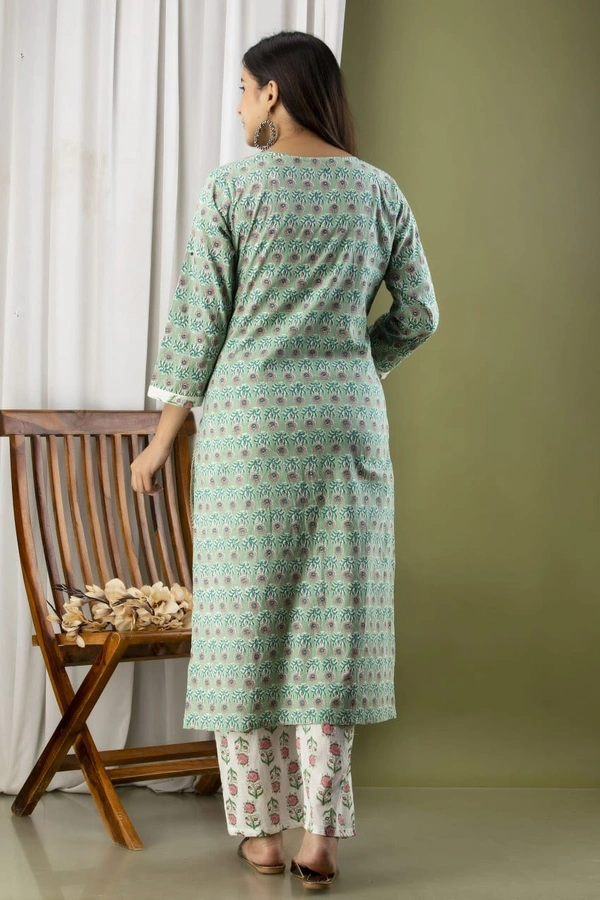 Straight Kurti  With  Pant and mulmul Dupatta - M