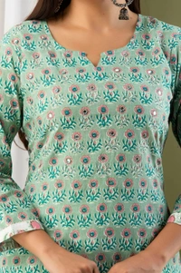 Straight Kurti  With  Pant and mulmul Dupatta - M