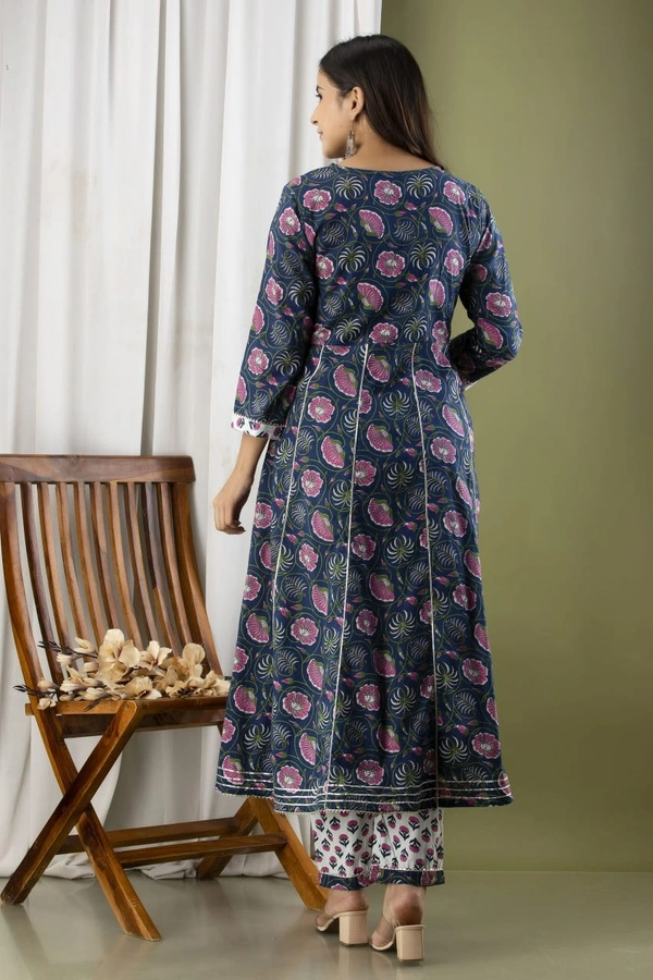 Anarkali kurti with pant and mulmul duppatta - L