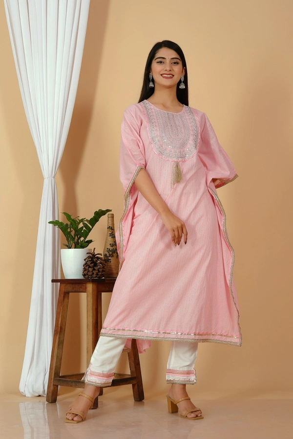 👗Cotton lurex fabric best quality neck heavy sequence embroidery work nd full gotta lesh work 🥰 - M
