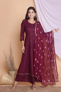 NEW LAUNCH 👗PARTY GOWN WITH DUPATTA - Maroon, M