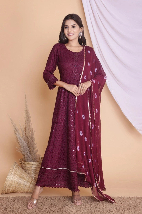 NEW LAUNCH 👗PARTY GOWN WITH DUPATTA - Maroon, M