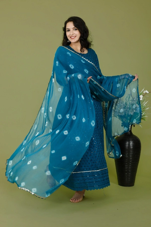 NEW LAUNCH 👗PARTY GOWN WITH DUPATTA - M, Blue