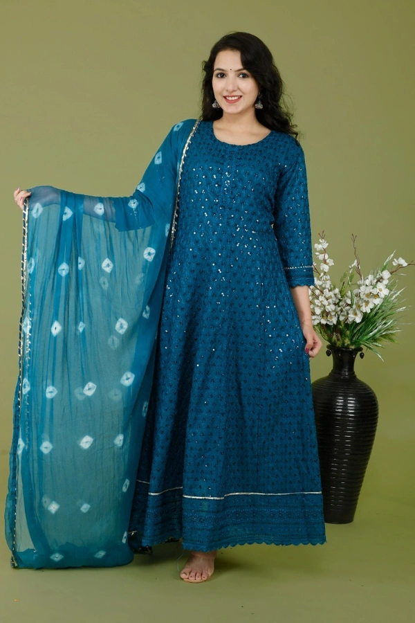 NEW LAUNCH 👗PARTY GOWN WITH DUPATTA - M, Blue