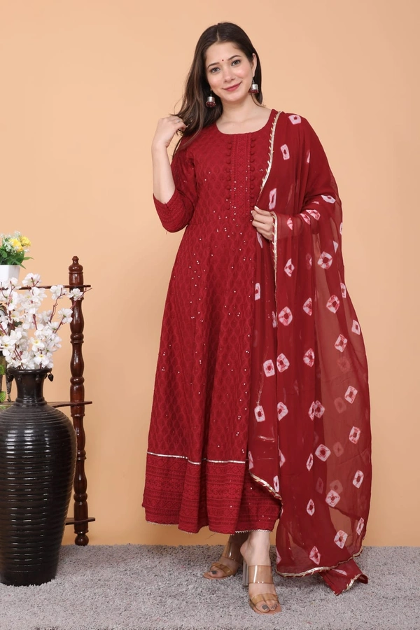 NEW LAUNCH 👗PARTY GOWN WITH DUPATTA - XXL, Red