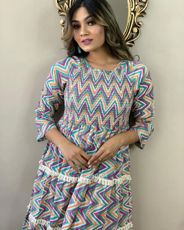 👗 Beautiful cotton 60 60 Fabric gown style kurti - XXL