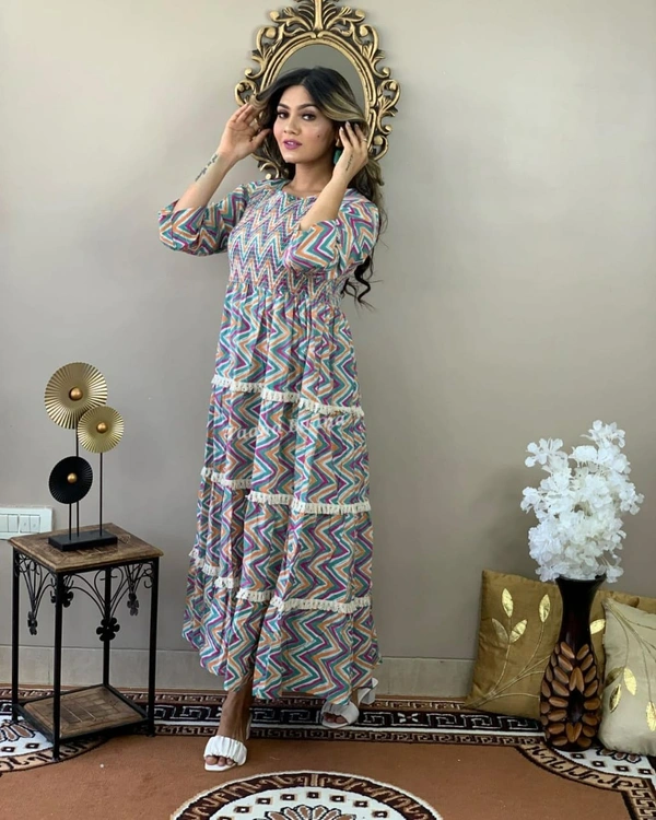 👗 Beautiful cotton 60 60 Fabric gown style kurti - XXL