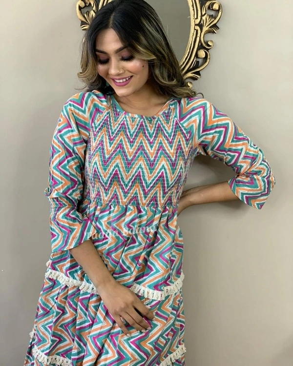 👗 Beautiful cotton 60 60 Fabric gown style kurti - XXL