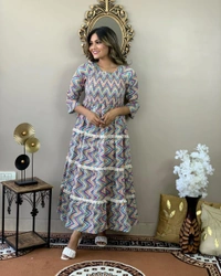 👗 Beautiful cotton 60 60 Fabric gown style kurti - XXL