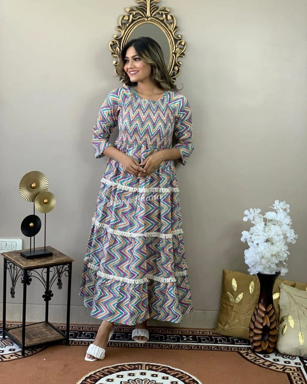 👗 Beautiful cotton 60 60 Fabric gown style kurti - XXL