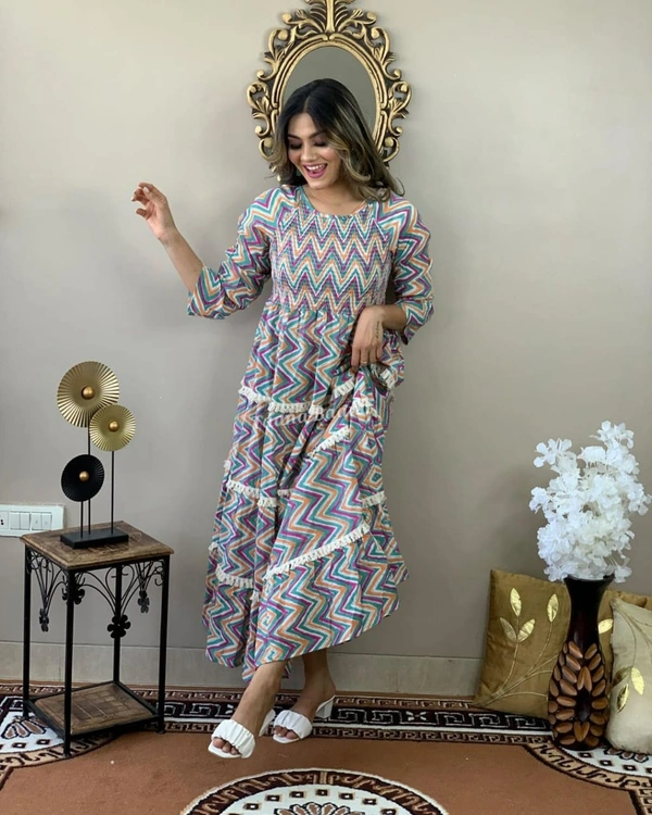 👗 Beautiful cotton 60 60 Fabric gown style kurti - XXL