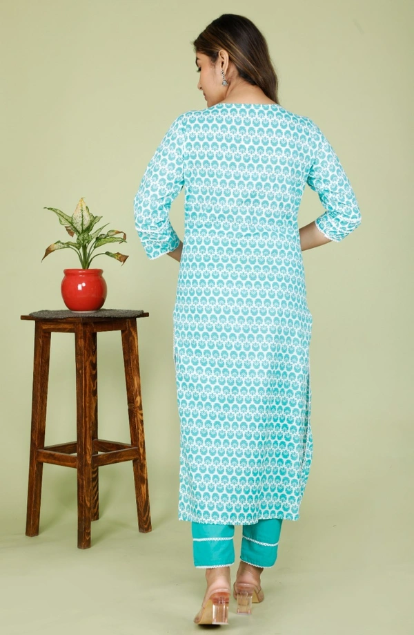 💃 Beautifull Cotton Fabric Heavy Embroidery work with Sequence work on kurti with  Cotton pant & Cotton mal mal duppta 2.25mtr 💃 - L