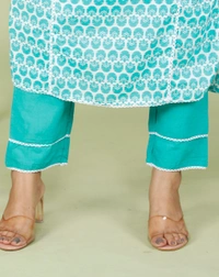 💃 Beautifull Cotton Fabric Heavy Embroidery work with Sequence work on kurti with  Cotton pant & Cotton mal mal duppta 2.25mtr 💃 - L