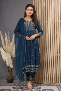👗Rayon Kurta paired with Pant n beautiful' Duppata...  - XL