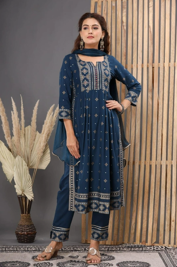 👗Rayon Kurta paired with Pant n beautiful' Duppata...  - XL