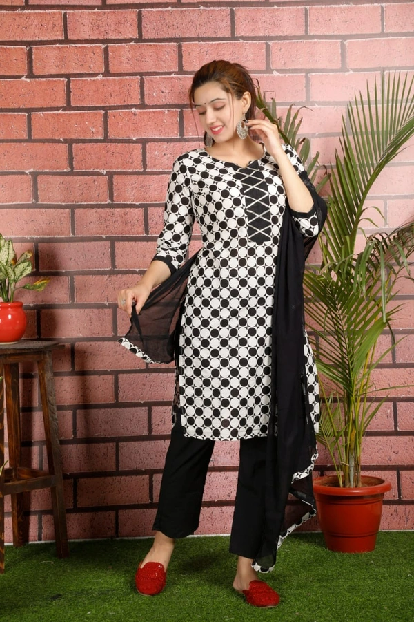 👗Beautiful printed  cotton kurti , pant with dupatta - L
