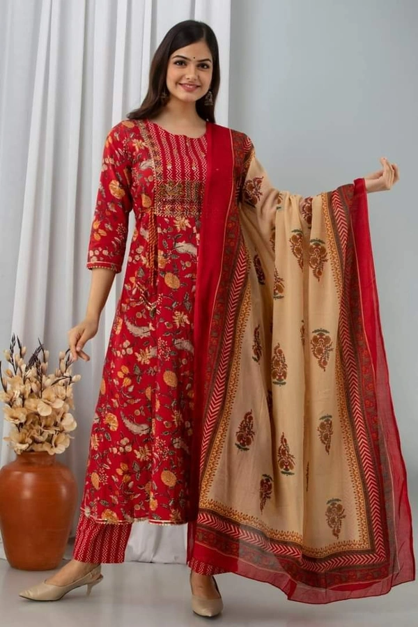 PREMIUM COTTON ANARKALI KURTI WITH DOORI & HAVY EMBROIDERY ZARI SEQUENCE - XL