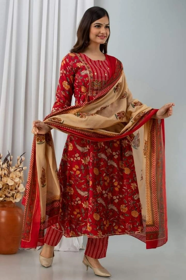 PREMIUM COTTON ANARKALI KURTI WITH DOORI & HAVY EMBROIDERY ZARI SEQUENCE - XL
