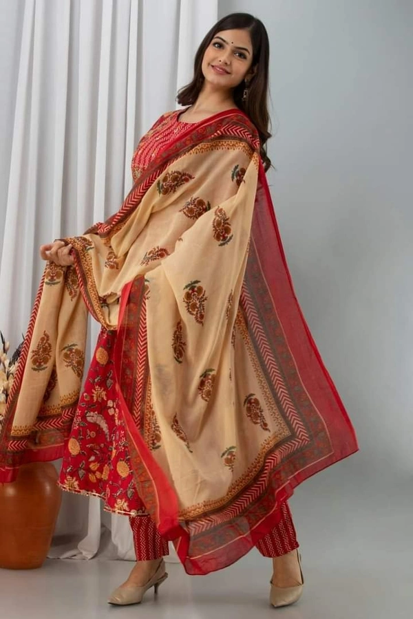 PREMIUM COTTON ANARKALI KURTI WITH DOORI & HAVY EMBROIDERY ZARI SEQUENCE - XL