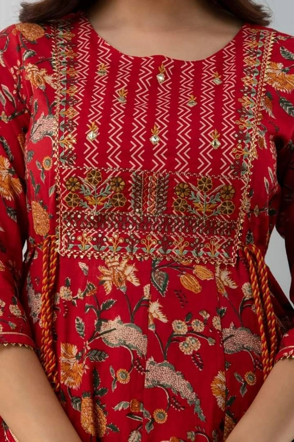 PREMIUM COTTON ANARKALI KURTI WITH DOORI & HAVY EMBROIDERY ZARI SEQUENCE - XL