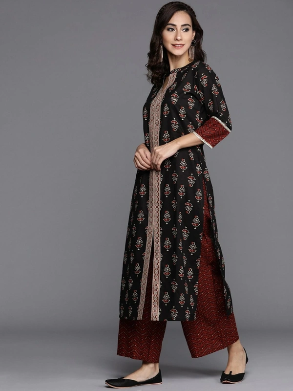 👗3 pcs Kuta set (Kurti with plazzo and dupatta )*  Kurti and pant - L