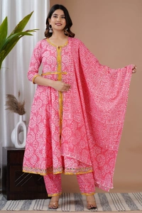 Gorgeous Indian Kurti With Full Set. - Tickle Me Pink, XL