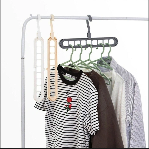 0238 9 HOLE PLASTIC HANGER HANGING HOOK INDOOR WARDROBE CLOTHES ORGANIZATION STORAGE BALCONY WINDOWSILL SUIT RACKS