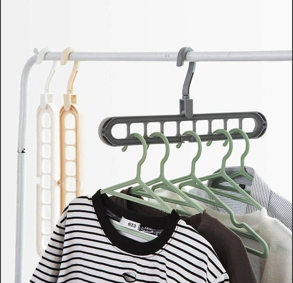 0238 9 HOLE PLASTIC HANGER HANGING HOOK INDOOR WARDROBE CLOTHES ORGANIZATION STORAGE BALCONY WINDOWSILL SUIT RACKS