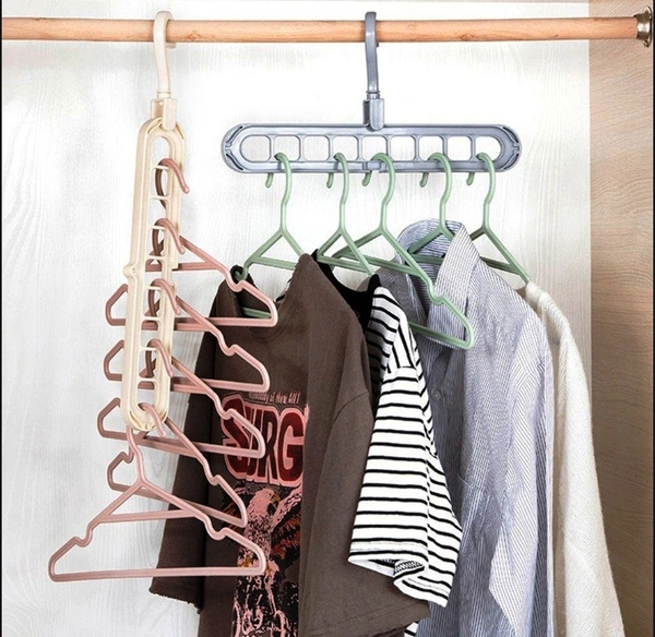 0238 9 HOLE PLASTIC HANGER HANGING HOOK INDOOR WARDROBE CLOTHES ORGANIZATION STORAGE BALCONY WINDOWSILL SUIT RACKS