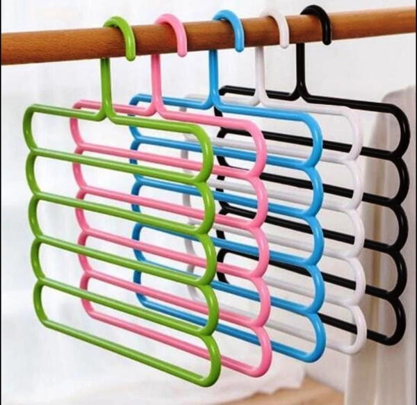 0587 5 IN 1 MULTIPURPOSE PLASTIC HANGER, ASSORTED (5-LAYER)