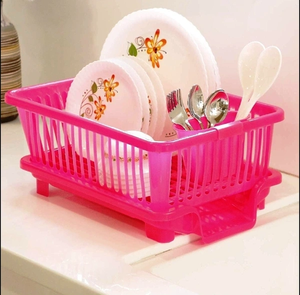0607A UNBREAKABLE PLASTIC 3 IN 1 KITCHEN SINK DISH DRAINER DRYING RACK