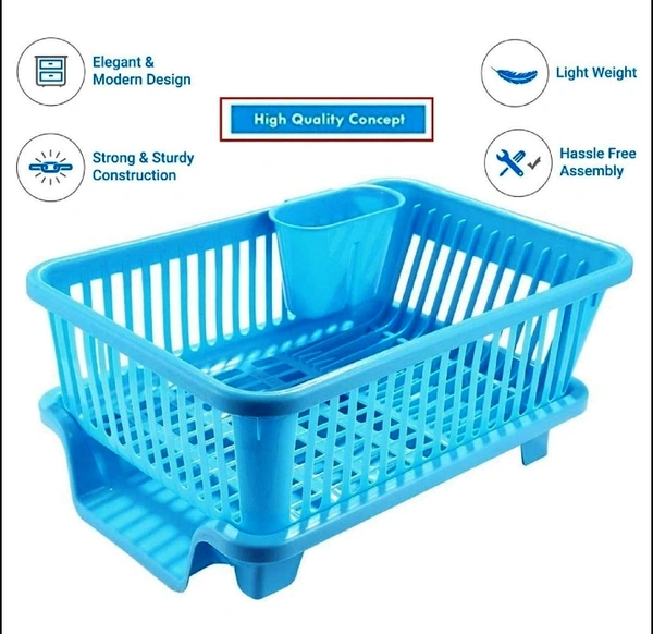 0607A UNBREAKABLE PLASTIC 3 IN 1 KITCHEN SINK DISH DRAINER DRYING RACK