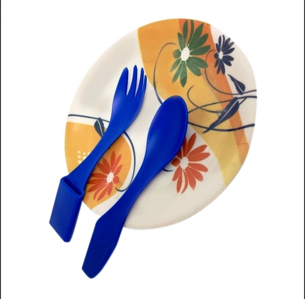 0821 SMART COMPACT CUTLERY SET TRAVEL CUTLERY SET 4 IN 1 CUTLERY SET, SPOON FORK KNIFE & TONGS