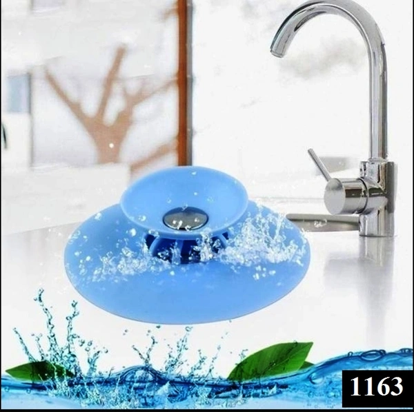 1163 CREATIVE 2-IN-1 SILICONE SEWER SINK SEALER COVER DRAINER (MULTICOLOUR)