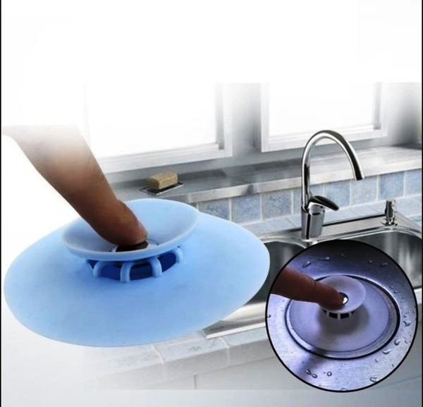 1163 CREATIVE 2-IN-1 SILICONE SEWER SINK SEALER COVER DRAINER (MULTICOLOUR)
