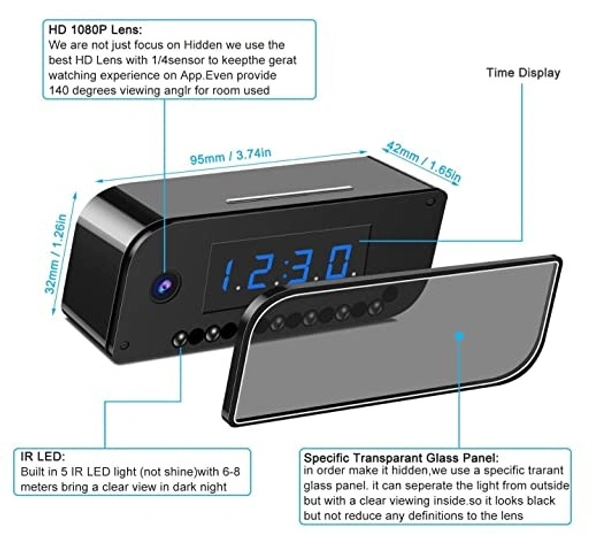 WiFi Spy Camera Clock | Hidden Camera | Night Vision with Audio and Video Security Camera