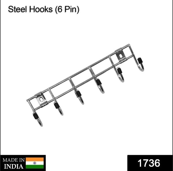 1736 MULTIPURPOSE STAINLESS STEAL HANGER STRIP HOOKS (6 PIN)