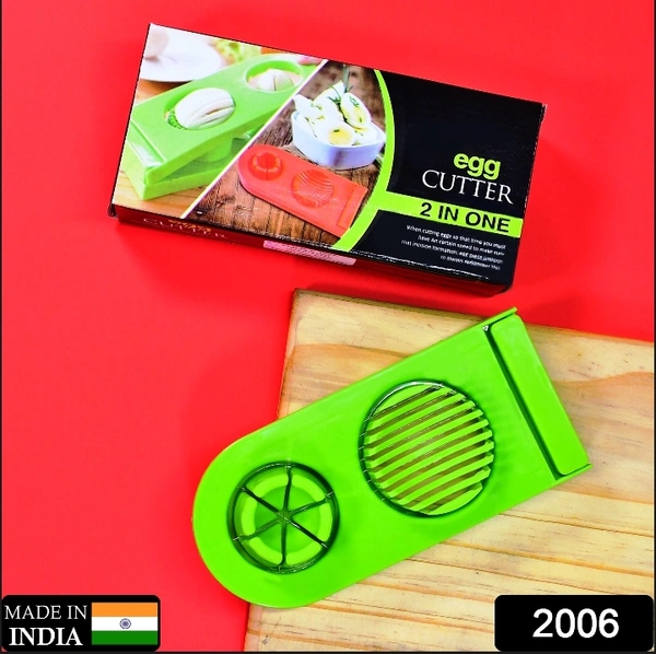 2006 2 IN 1 DOUBLE CUT BOILED EGG CUTTER WITH STAINLESS STEEL WIRE FOR EASY SLICING OF BOILED EGGS