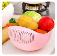 2014 PLASTIC RICE BOWL/FOOD STRAINER THICK DRAIN BASKET WITH HANDLE FOR RICE, VEGETABLE & FRUIT. (1PC)