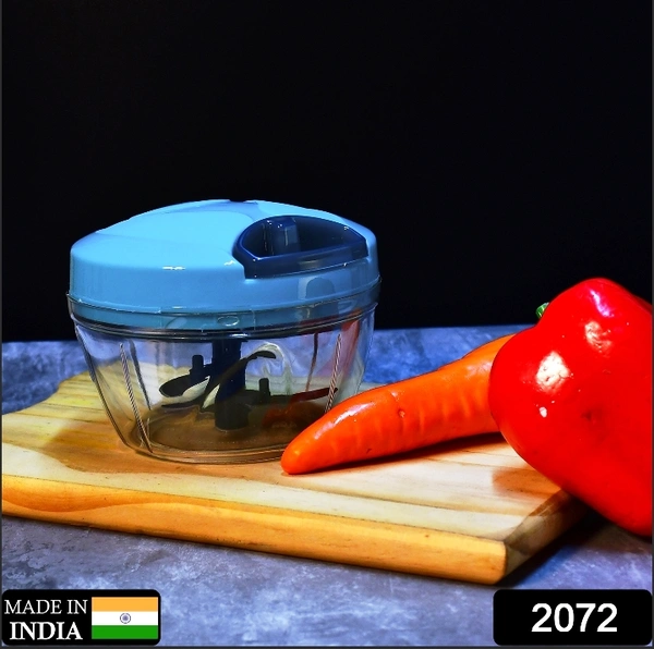 2072 3 BLADE MANUAL BLUE FOOD CHOPPER, COMPACT & POWERFUL HAND HELD VEGETABLE CHOPPER