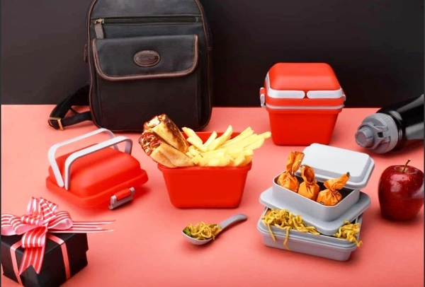 2144 AIRTIGHT LUNCH BOX WITH HANDLE & PUSH LOCK, BENTO LUNCH BOX