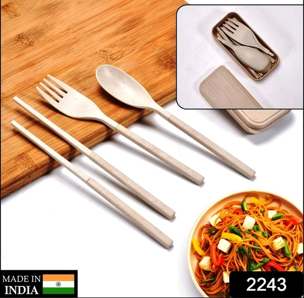 2243 SPOON FORK CHOPSTICKS SET DINNERWARE 3PCS/SET LUNCH TABLEWARE DETACHABLE CUTLERY PORTABLE TRAVEL KITCHEN ACCESSORIES