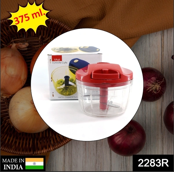 2283R MANUAL RED MINI PLASTIC FOOD CHOPPER WITH EXTRA SHARP BLADES (375 ML)