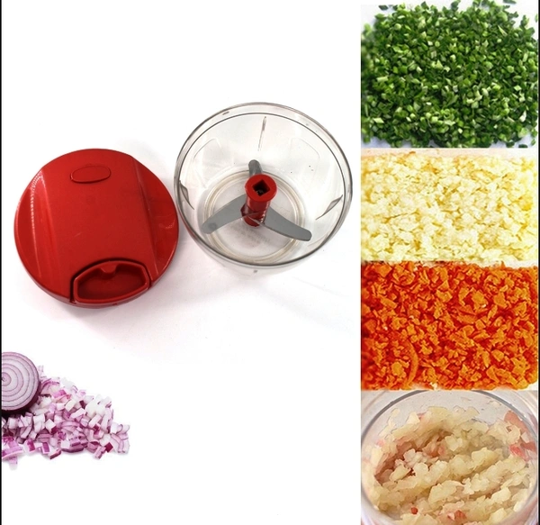 2283R MANUAL RED MINI PLASTIC FOOD CHOPPER WITH EXTRA SHARP BLADES (375 ML)