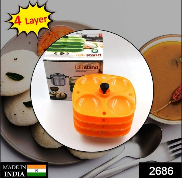 2686 4 LAYER IDLI STAND USED IN ALL KINDS OF HOUSEHOLD KITCHEN PURPOSES FOR HOLDING AND SERVING IDLIS