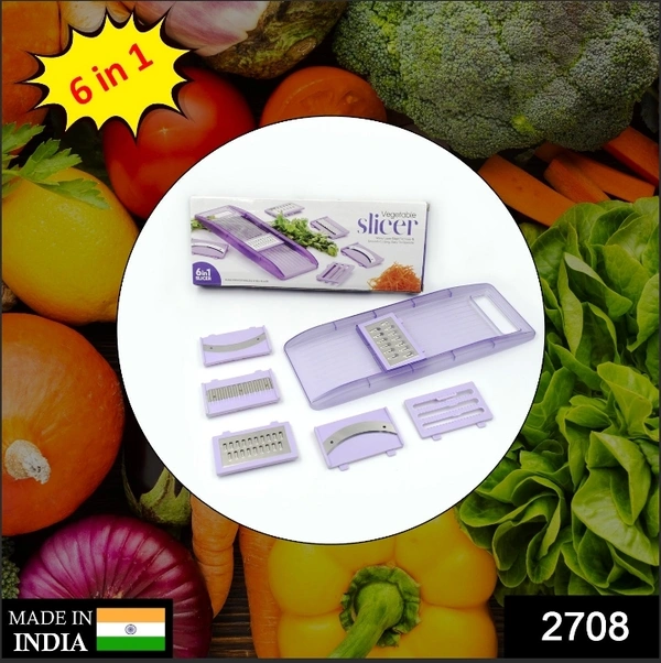 2708 6 in 1 Veg Slicer used in all kinds of household and official kitchen purposes specially for cutting and slicing of various types of vegetables