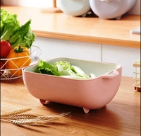 2717 MULTIFUNCTIONAL BPA FREE DOUBLE LAYERED PLASTIC ROTATABLE STRAINER BOWL WITH HANDLES FOR WASHING, RINSING, SERVING VEGETABLES & FRUITS (MULTICOLOR)